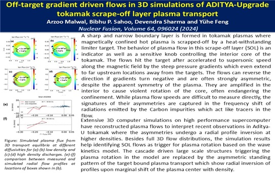 Off-target gradient driven flows in 3D simulations of ADITYA-Upgrade tokamak scrape-off layer plasma transport